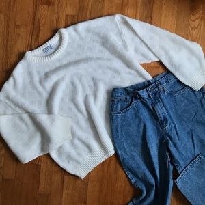 Vintage cream and white Checkered Sweater